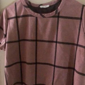 ROSS Mauve Checkered Crop Top